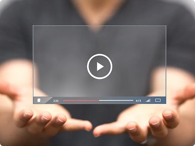 Hands holding a floating video player